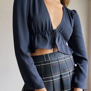 Aritzia Sunday Best Cropped Tie-Front Blouse